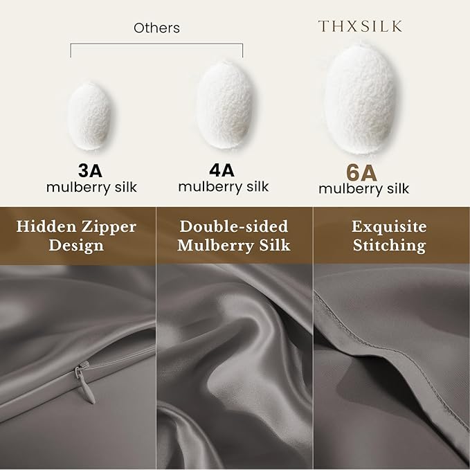 THXSILK 100% Silk Pillowcase for Hair and Skin Luxury 25 Momme Mulberry Silk - Image 2