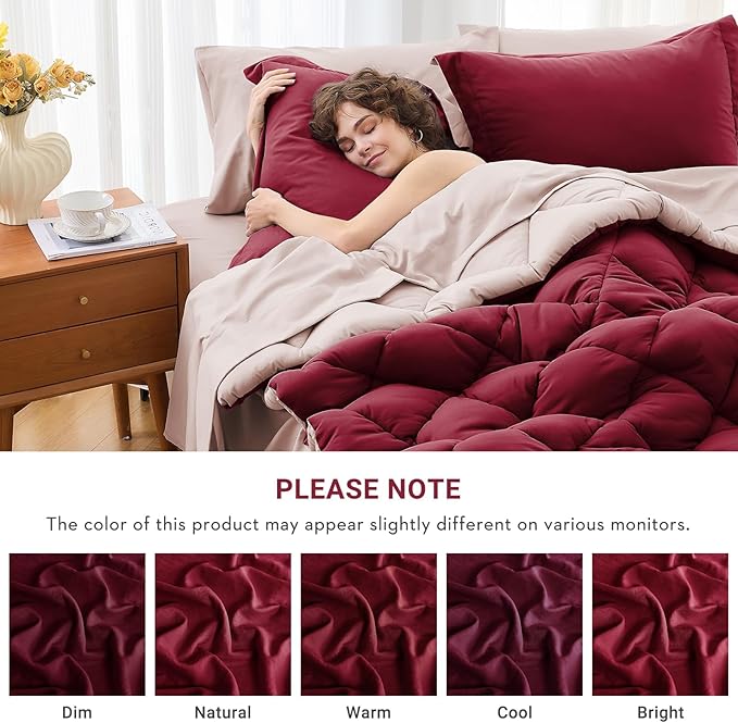 MUXHOMO 7 Pieces California King Comforter Set, Reversible Bed in a Bag Cal - Image 4