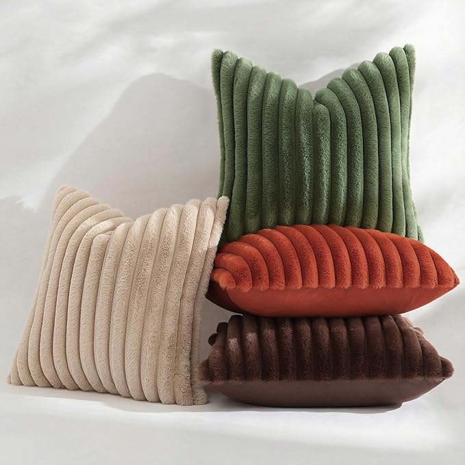 decorUhome Cozy Faux Fur Throw Pillow Covers 24x24 Set of 2 Decorative Soft - Image 9