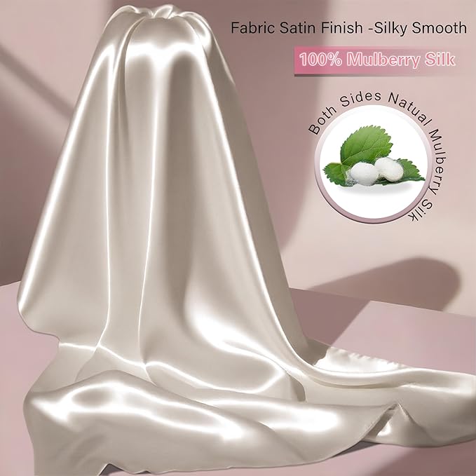 Mulberry Silk King Size Pillow Cases Set of 2, Ultra Smooth Soft Breathable - Image 2