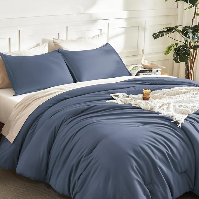 Litanika Comforters Bluish Grey King Size, 3 Pieces Lightweight Solid Bedding - Image 5