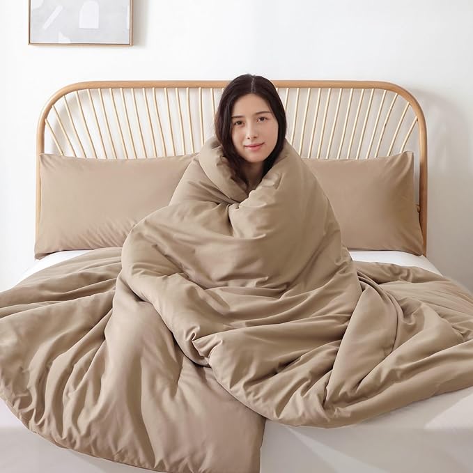 ROSGONIA Comforter Full Size for Girls Boys Teens Taupe Brown, Lightweight Dorm - Image 4