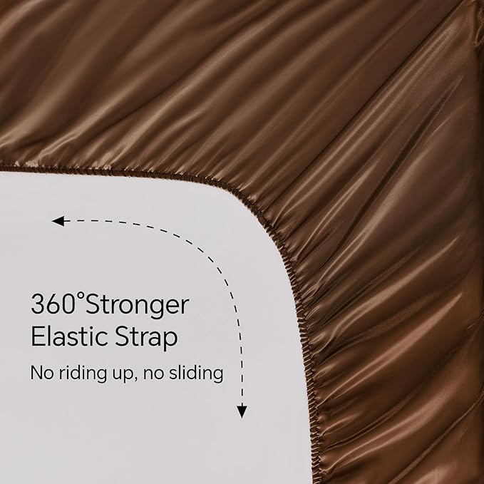 BEDELITE King Size Sheets Set, Luxury Soft Brown Satin Sheets - Image 5