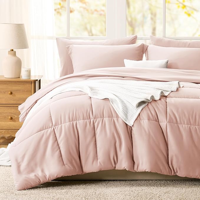 CozyLux King Size Comforter Set Blush Pink - Image 8