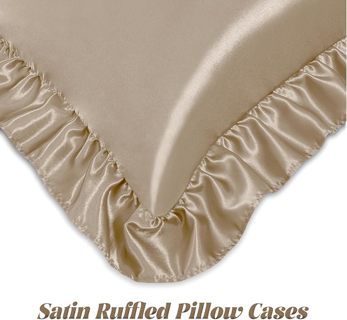Homiest Ruffle Satin Body Pillow Cover, Silky Satin Body Pillowcase - Image 4