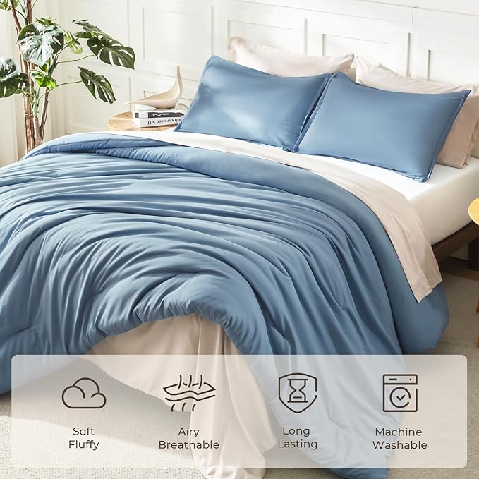 Litanika Comforters Grayish Blue Oversized Queen Size, 3 Pieces Lightweight - Image 3