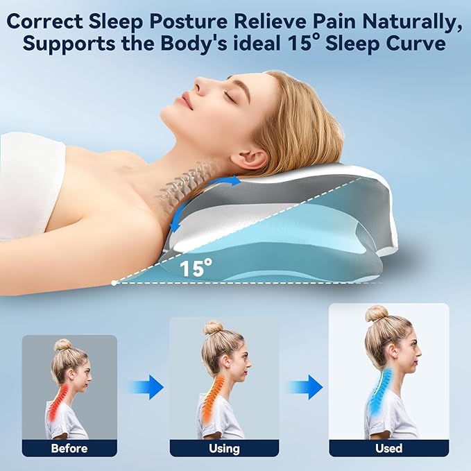 Cervical Pillow for Side Sleepers,Memory Foam Pillows for Neck and Shoulder Pain,Deep Sleep Pillows for Back Pain Sleeper, Dreamers Relief,Slumber,Stomach,Snoring Pillow (White, 25"Lx15"Wx5.8"H)