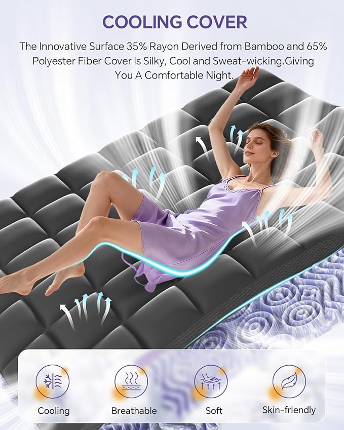 ChiXpace Dual Layer 5 Inch Memory Foam Mattress Topper King - Image 6
