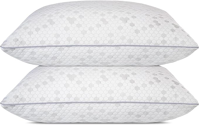 HIMOON Shredded Memory Foam Pillows, Medium Firm Queen Size Pillows 2 Pack by HIMOON