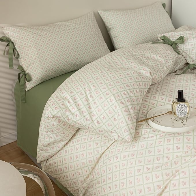 mixinni Red Floral Duvet Cover Set Twin XL Size - Image 9
