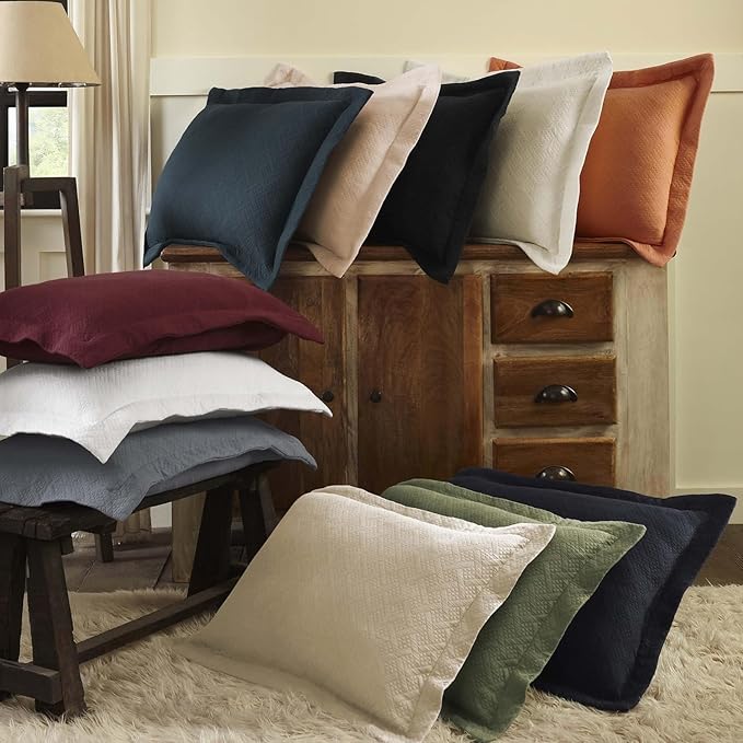 Superior 3 Piece Basketweave Cotton Bedspread Set, Home Bed Decor, Decorative Bed Spread, 2 Pillow Shams, Medium Weight Blanket, Matelasse Coverlet Bedding, Geometric Lattice Pattern, King, Garnet