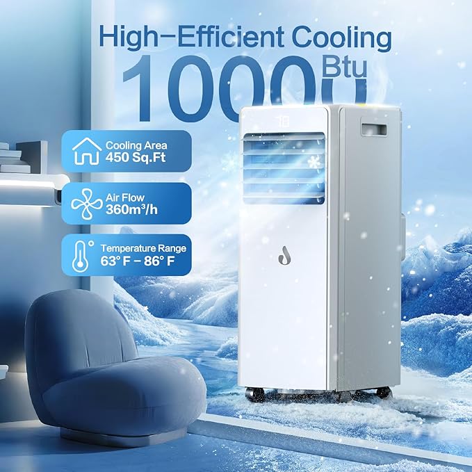 10,000 BTU Portable Air Conditioners for Rooms Up to 450 Sq.Ft,4-in-1 Cooling & Dehumidifier Air Conditioning Unit with Remote,Smart AC Unit with Installation Kit for Home/Office-DeskoryOffice