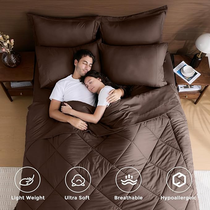 HEVUMYI Brown King Comforter Set - Image 2