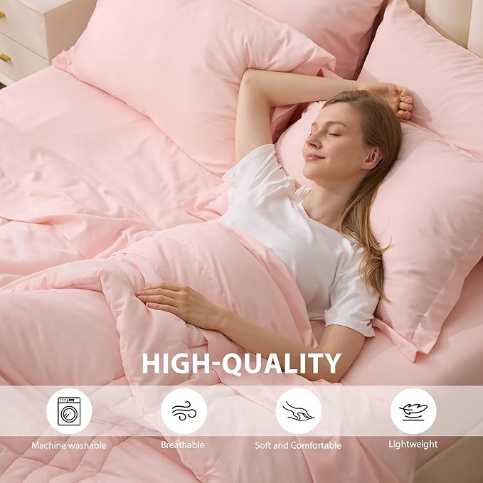 Queen Comforter Set Pink - Image 4