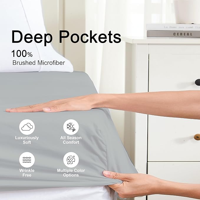 Hotella 100% Microfiber Full Size Fitted Sheet Only, Machine Washable and - Image 3
