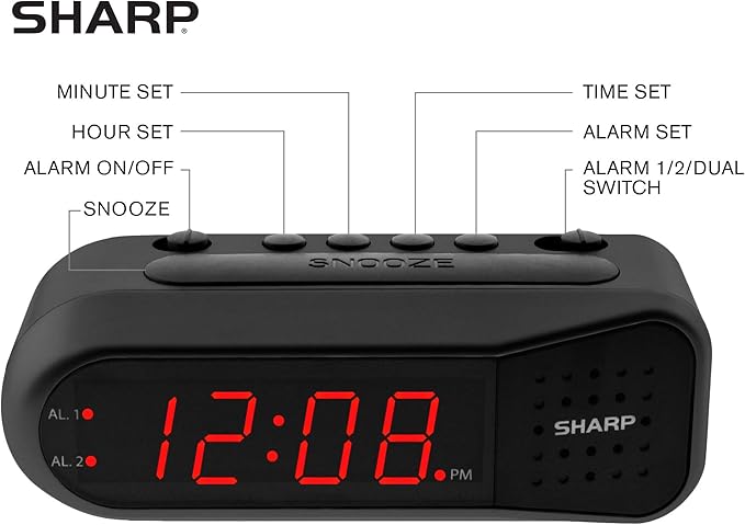 Sharp Easy-Set Digital Alarm Clock - Image 3