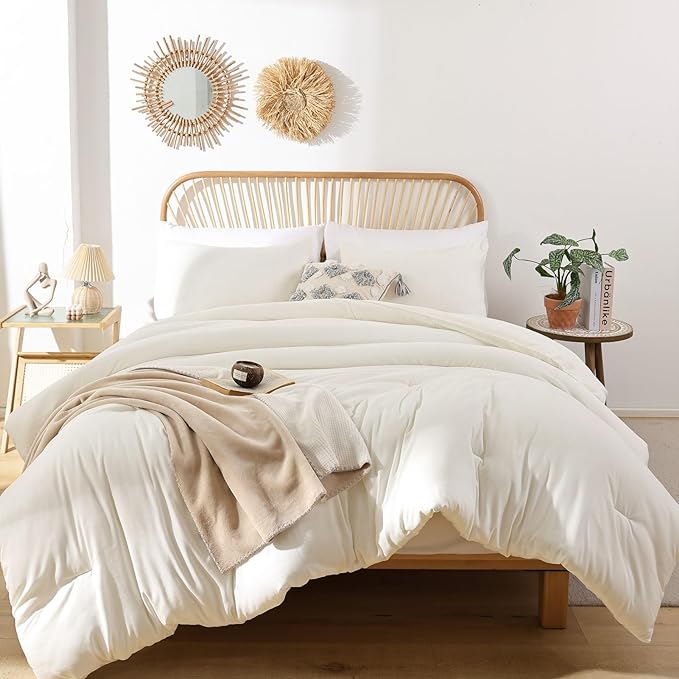 ROSGONIA Queen Comforter Set Ivory - Image 5