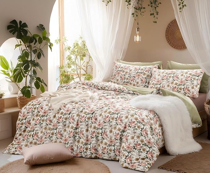 SLEEPBELLA Duvet Cover King, 600 Thread Count Cotton Pink & Yellow & Beige - Image 2