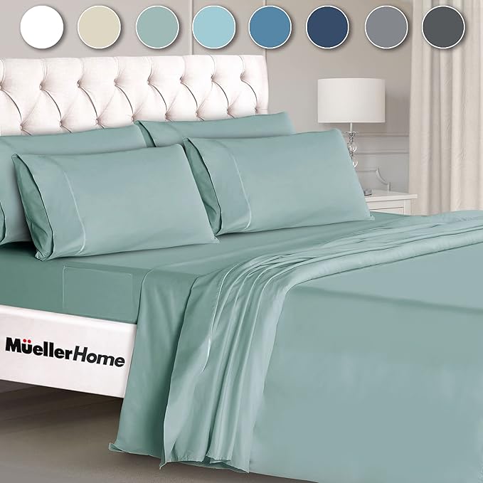 Mueller Ultratemp Bed Sheets Set, Super Soft 1800, 6 Piece California King - Image 9