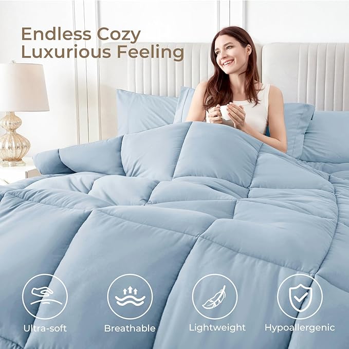 Sasttie Twin XL Comforter Set, 5 Pieces Twin XL Bed in a Bag, Complete Bedding - Image 2