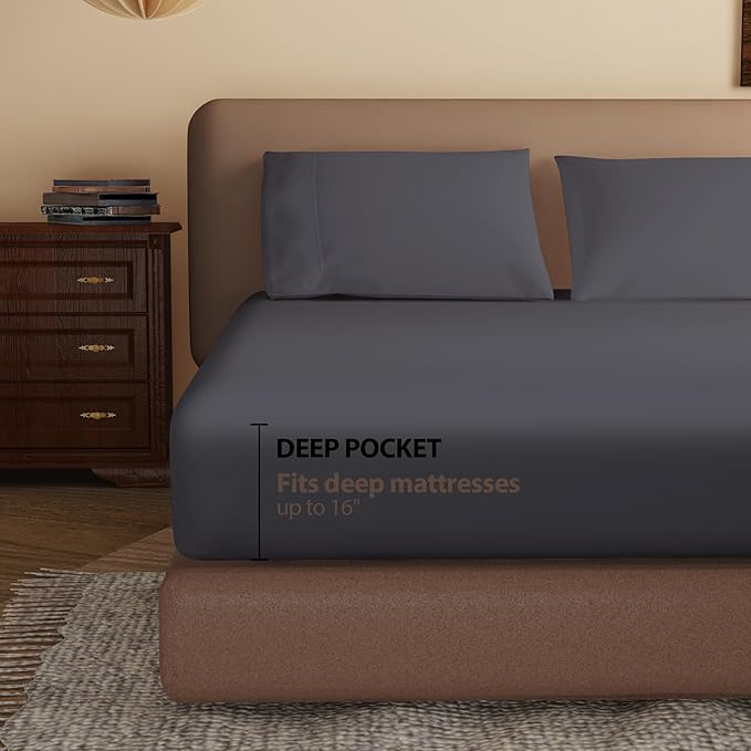 100% Egyptian Cotton Fitted Sheet CK Size, 600 Thread Count, Soft & Elastic - Image 3