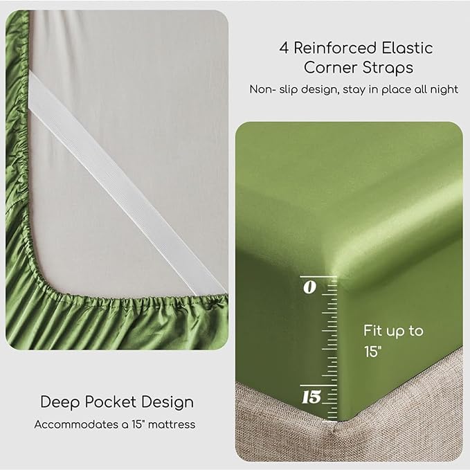 MR&HM Satin Bed Sheets, Queen Size Sheets Set - Image 4