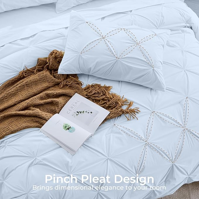 Sasttie Twin Comforter Set, 5-Piece Bed in a Bag, Pintuck Bedding Sets - Image 4