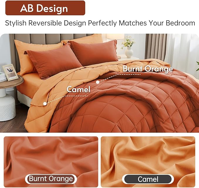 MUXHOMO 7 Pieces Queen Comforter Set, Reversible Bed in a Bag Queen Size - Image 3