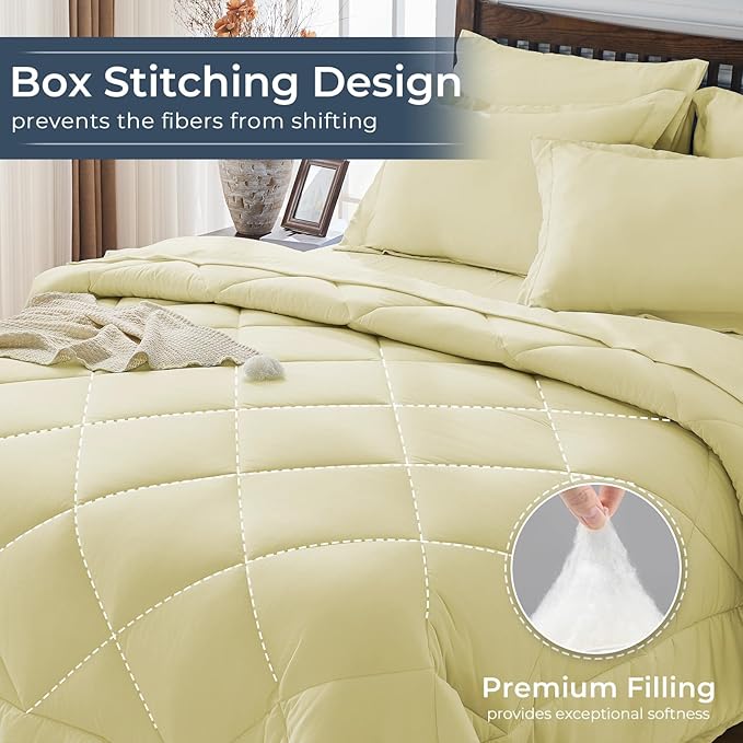 HEVUMYI Cream Yellow Twin Comforter Set - Image 4
