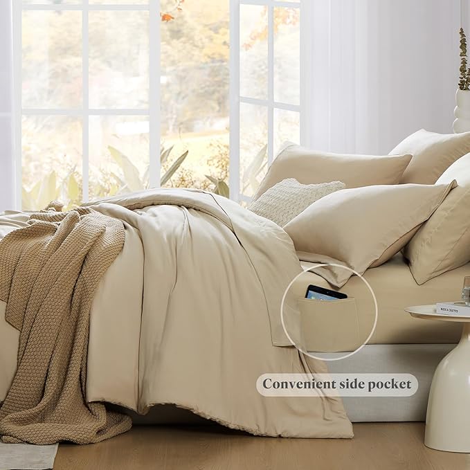 WRENSONGE Super King Size Comforter Set- 7 Pieces Beige Bed in a Bag Super King - Image 5