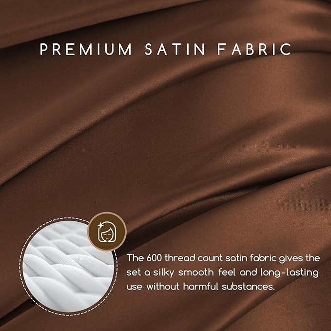 MR&HM Satin Bed Sheets, Queen Size Sheets Set - Image 2