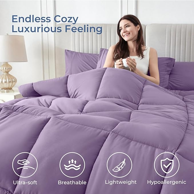 Sasttie Twin Comforter Set, 5 Pieces Bed in a Bag Twin, Complete Bedding Set - Image 2