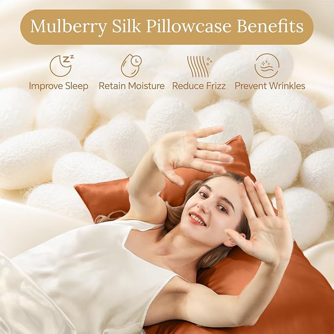 INFIIXSO Mulberry Silk Pillow Cases King Size Set of 2, Silk Pillowcase - Image 2