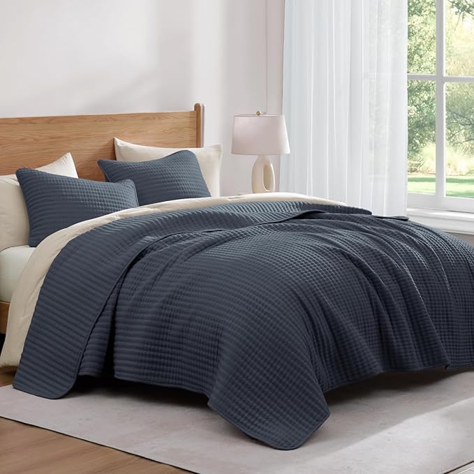 WRENSONGE Blue Grey California/Oversized King Size Quilt Bedding Set - Image 3