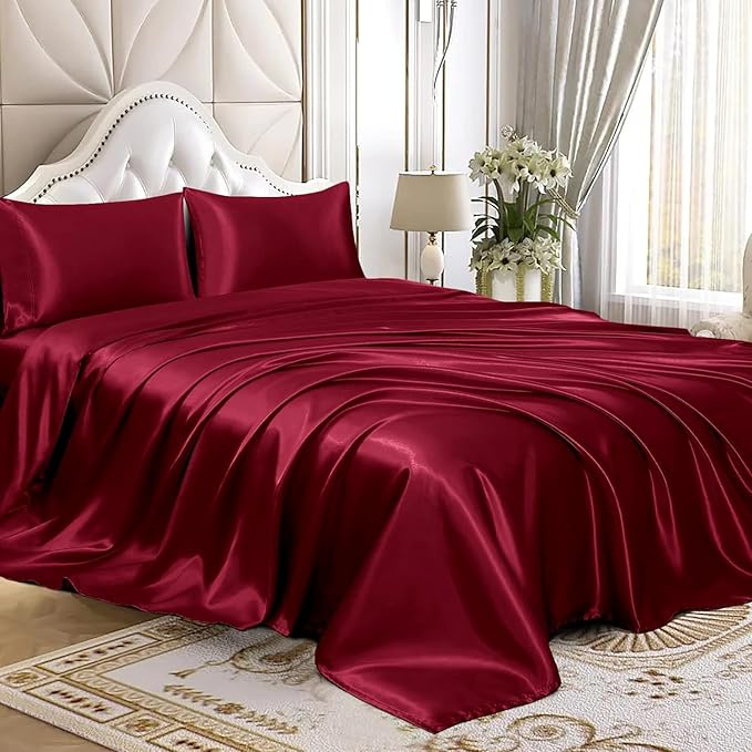 Homiest Burgundy Satin Twin Sheet - Image 4