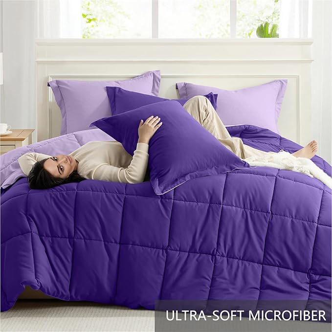 Homelike Moment Twin Comforter Set Purple, Comforters Twin Size Bed Sets - Image 5