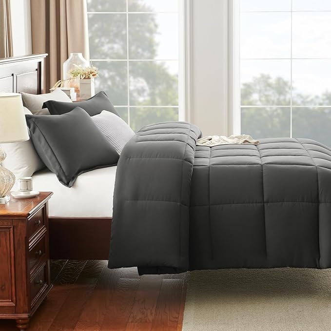 CozyLux Twin/Twin XL Comforter Set Dark Grey - Image 7