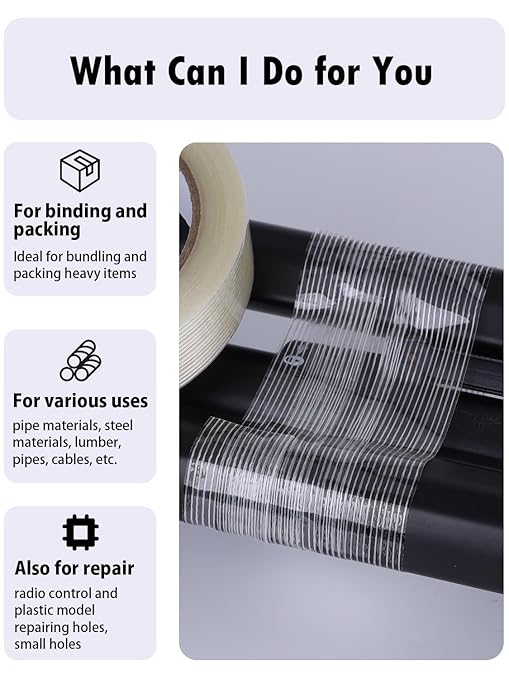 1/2 inch Mono Filament Strapping Tape, Heavy Duty Reinforced Filament Tape, Clear Fiberglass Reinforced Packing, (14 Rolls, 378yds Total)-DeskoryOffice