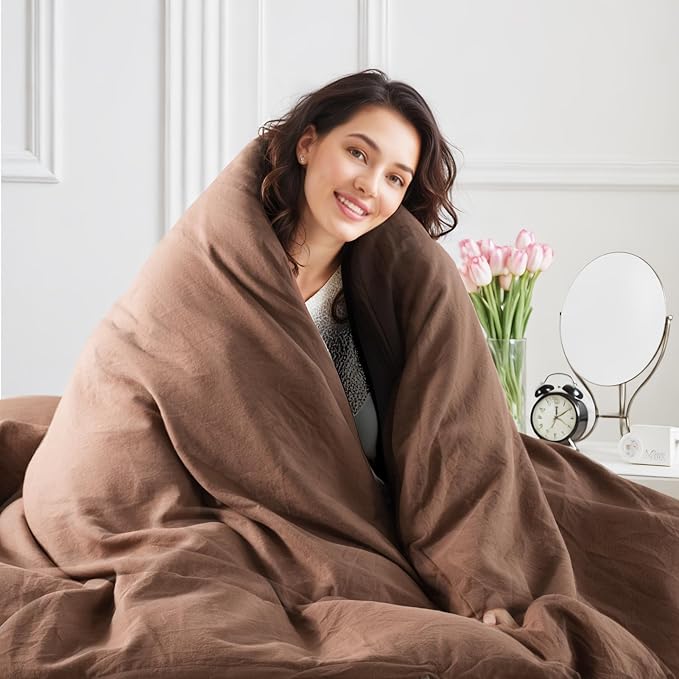 NEXHOME PRO Duvet Cover Set Queen Size Linen Textured Organic Natural 100% - Image 7