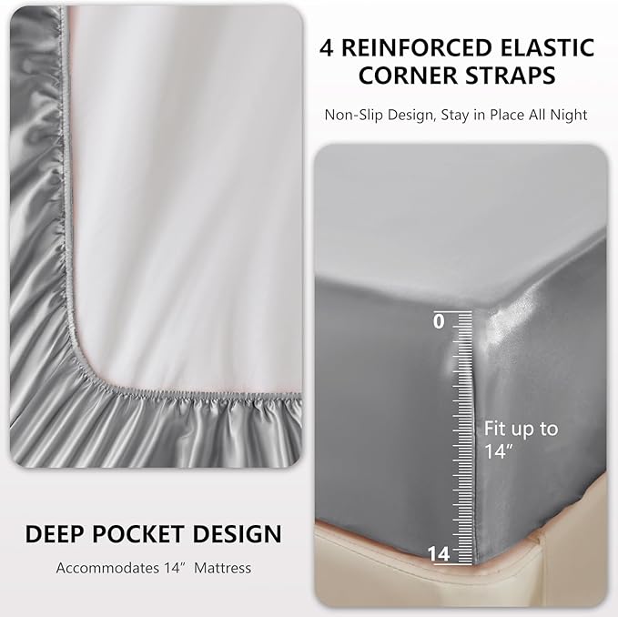 CozyLux Satin Sheets King Size Sheet Set - Image 4