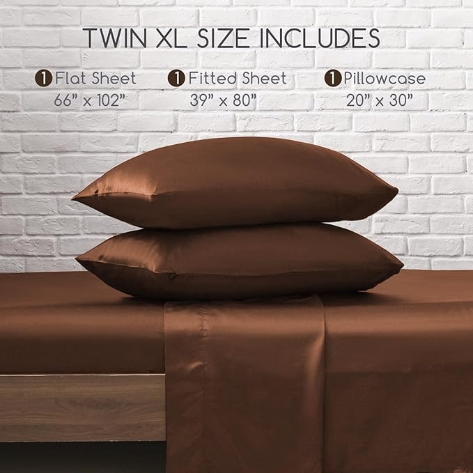 MR&HM Satin Bed Sheets, Twin XL Size Sheets Set - Image 8