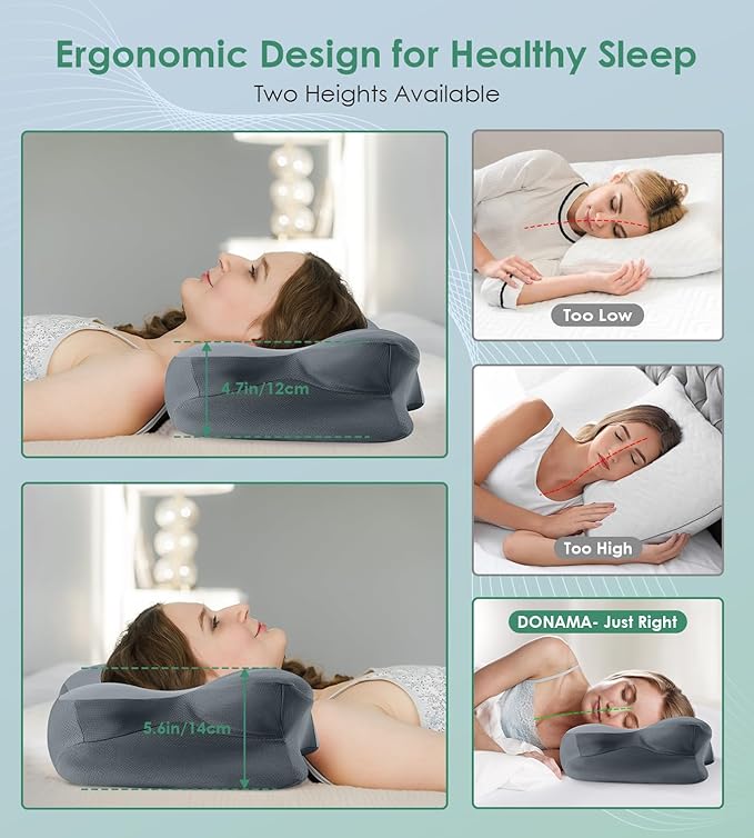 DONAMA Cervical Pillow for Sleeping, Contour Memory Foam Pillow for Neck and - Image 3