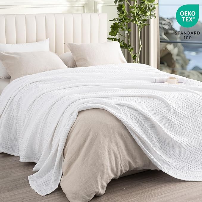 PHF Cooling Waffle Blanket King Size, Lightweight 60% Rayon from Bamboo & 40% - Image 4