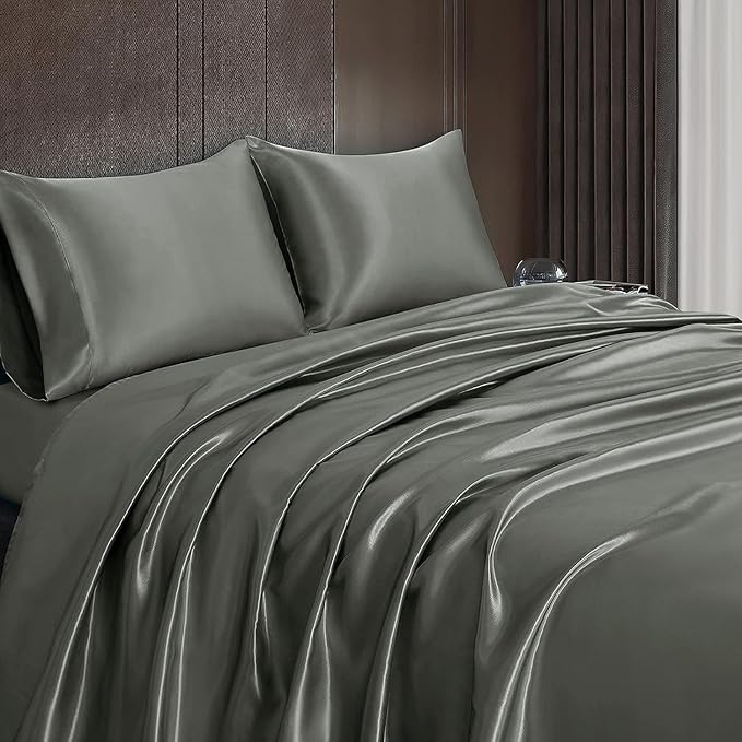Homiest Dark Grey Satin Flat Sheet - Image 6