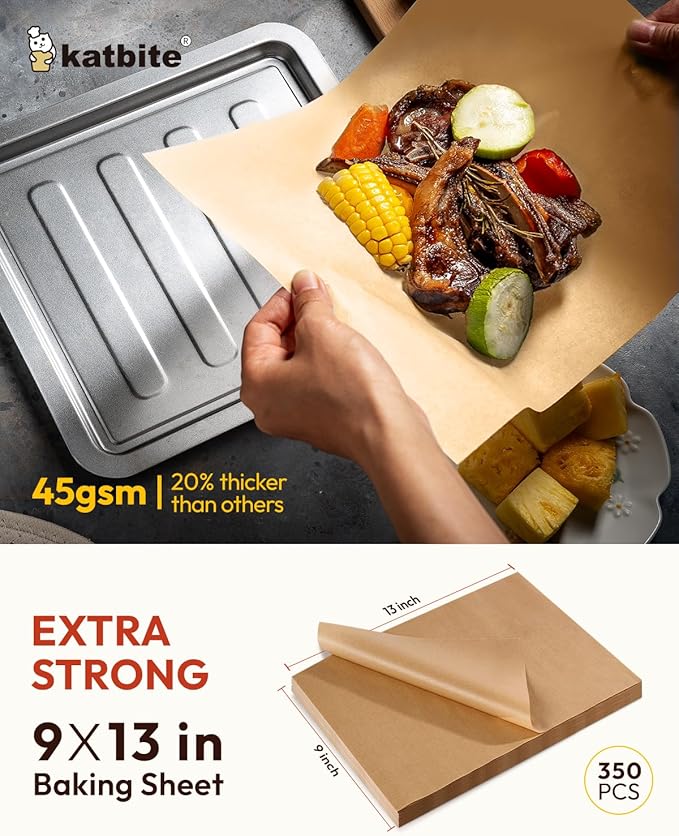 Katbite 350Pcs 9x13 In Parchment Paper Sheets, Heavy Duty Unbleached Baking - Image 2