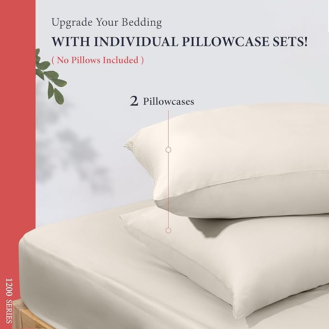 100% Egyptian Cotton Pillow Cases King Size Set of 2 - Image 3
