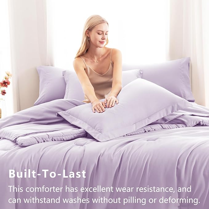 CozyLux Full Size Comforter Sets Lavender, 7 Pieces Bed in a Bag Full Comforter - Image 4