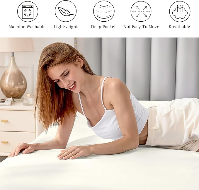 FreshCulture Pure Cotton Fitted Sheets Full Size, 300 Thread Count Percale - Image 4
