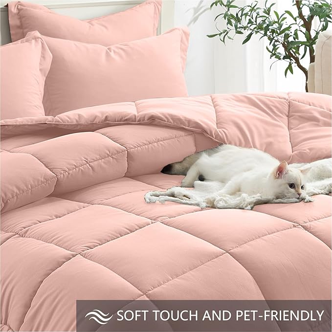 Homelike Moment Twin Comforter Set Pink, Comforters Twin Size Bed Sets - Image 4