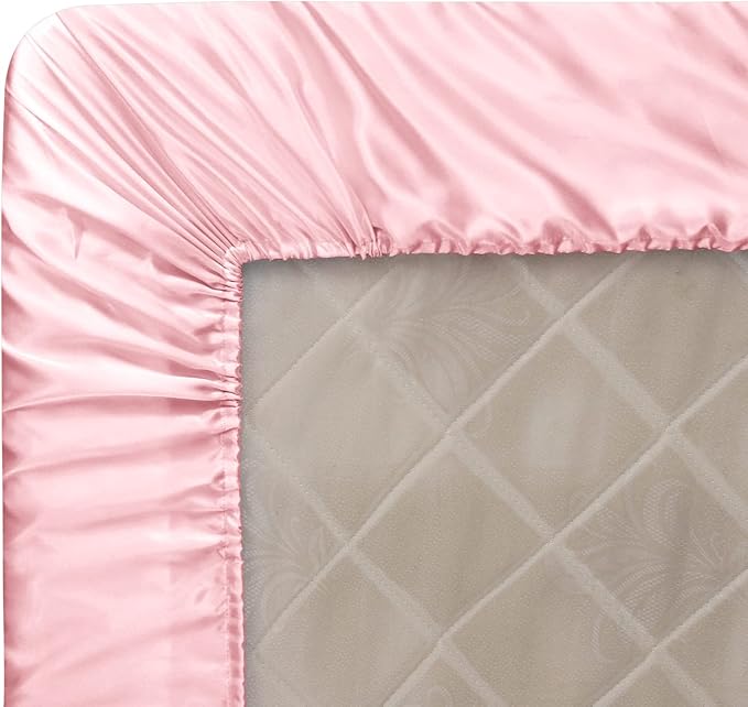 Homiest Blush Pink Satin Fitted Sheet - Image 6